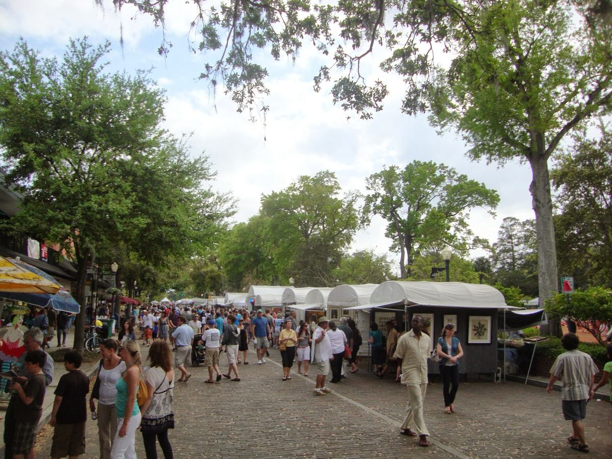 Winter Park Sidewalk Art Festival tents in Central Park
